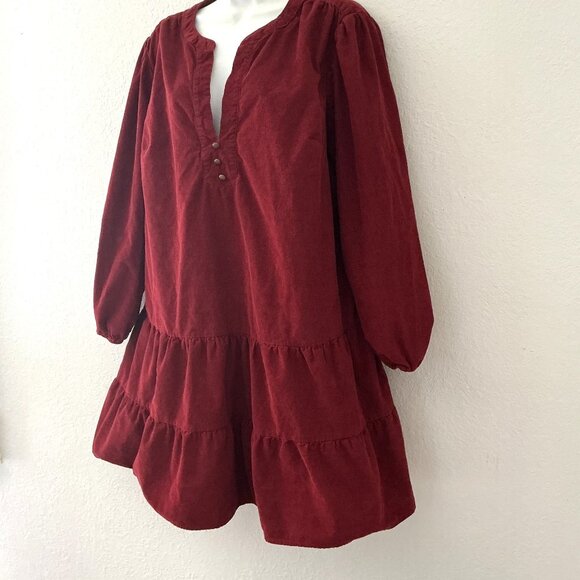 CRANBERRY WOVEN TIERED DRESS HOLIDAY CASUAL PLUS SIZE XXL-20 GUC - Picture 8 of 14